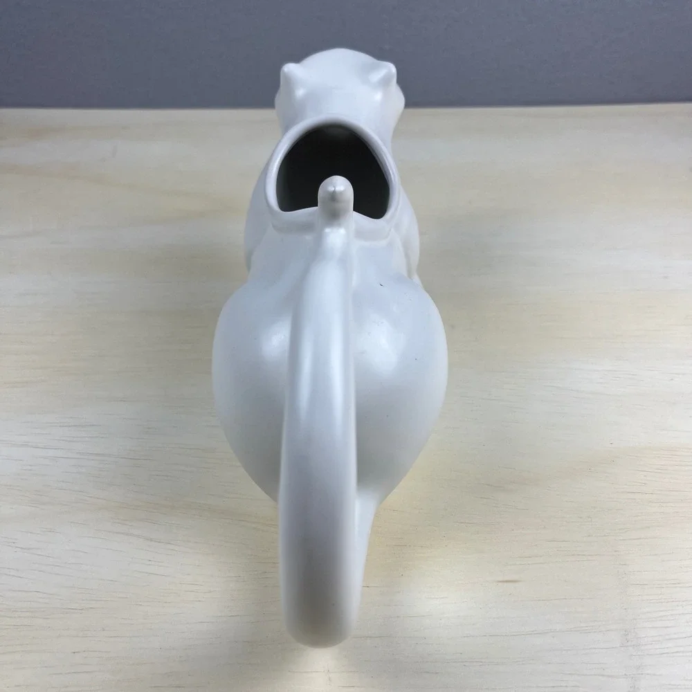 Puking Kitty Gravy Boat White Ceramic Novelty Cat Sauce Pitcher Humor Gift